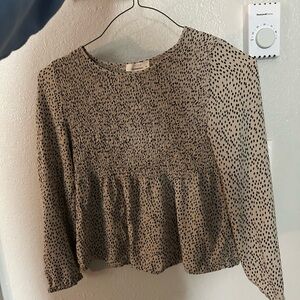 Women's Black and Tan Dotted Top